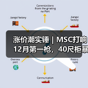 涨价潮实锤 | MSC打响12月第一枪,40尺柜暴涨50%,头部船司或集体跟涨!(图1) 涨价潮实锤 | MSC打响12月第一枪,40尺柜暴涨50%,头部船司或集体跟涨!(图1)