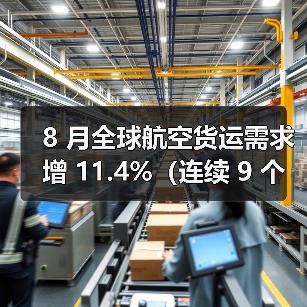 8 月全球航空货运需求增 11.4%(连续 9 个月两位数高增)(图1) 8 月全球航空货运需求增 11.4%(连续 9 个月两位数高增)(图1)